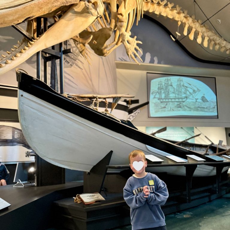 Nantucket Whaling Museum with kids whale skeleton