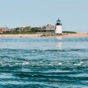 Nantucket harbor lighthouse sunny summer day