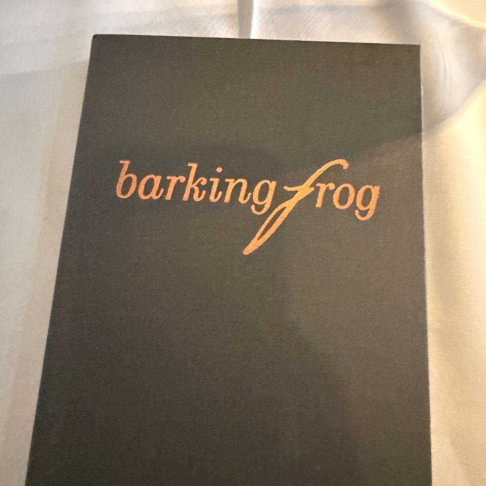 Menu reading Barking Frog