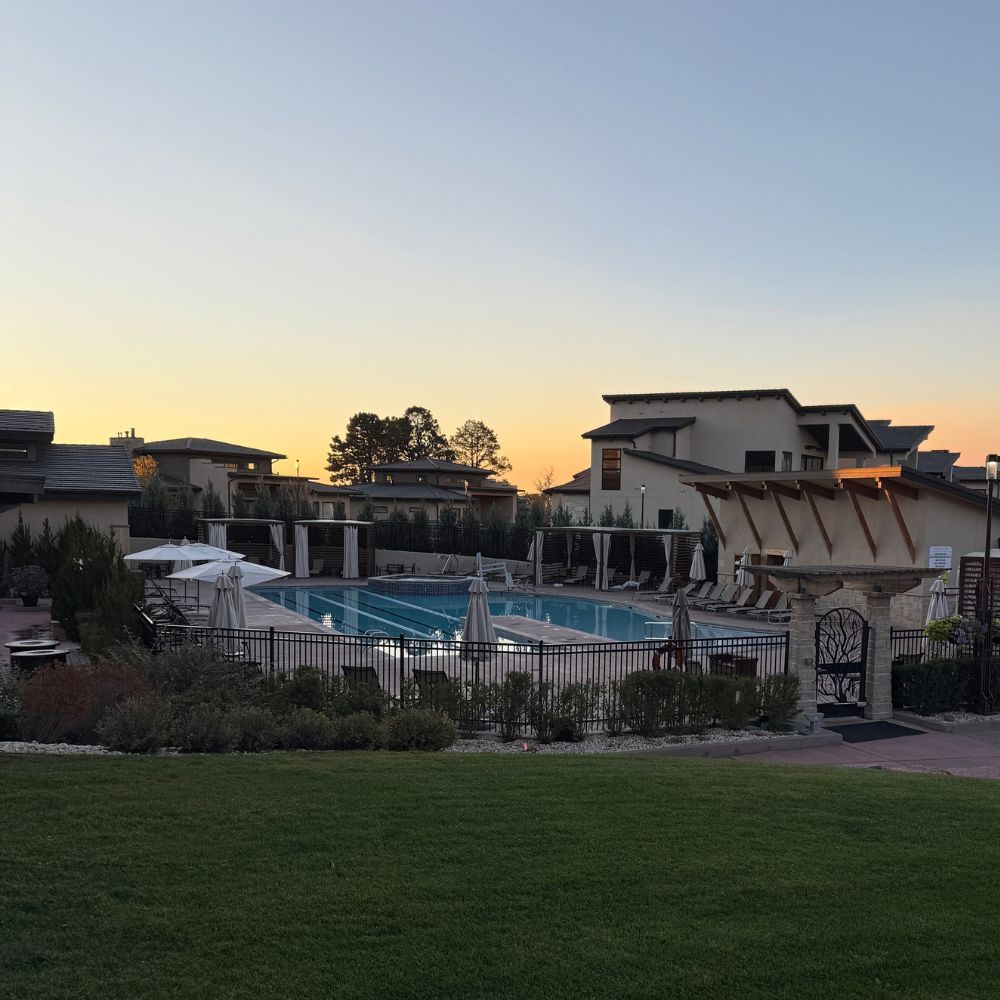 Garden of the Gods Resort family pool at sunrise